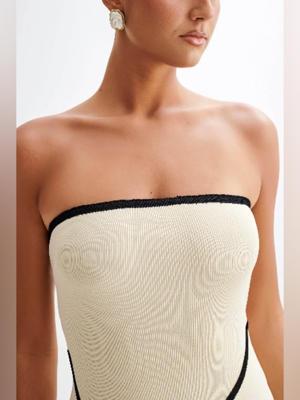 Meshki Cream Strapless Knit Mini Dress - Picture 7 of 14